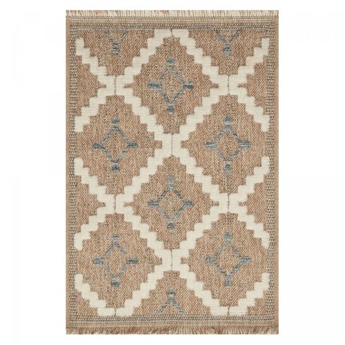Tapis Extérieur 120x170 Tissé Kilim Maron Et Bleu Zephyr 2