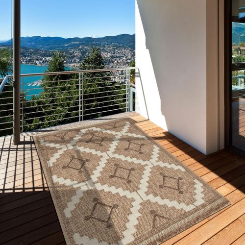 Tapis Extérieur 60x90 Tissé Kilim Maron Et Noir Zephyr 2