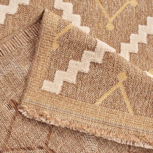 Tapis Extérieur 60x180 Tissé Kilim Maron Et Jaune Zephyr 2