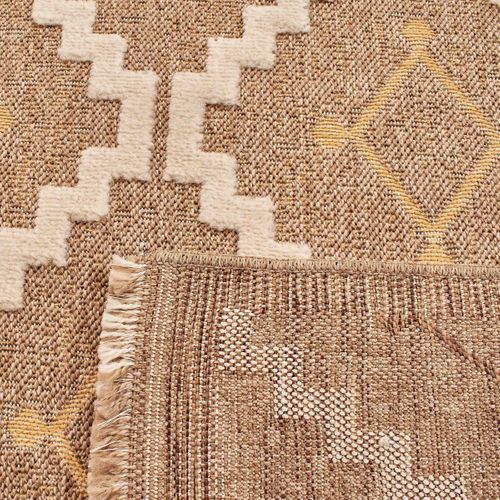 Tapis Extérieur 60x180 Tissé Kilim Maron Et Jaune Zephyr 2