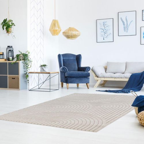 Tapis Salon 120x170 Tissé Beige Rectangle Motif Simple Riviera 1