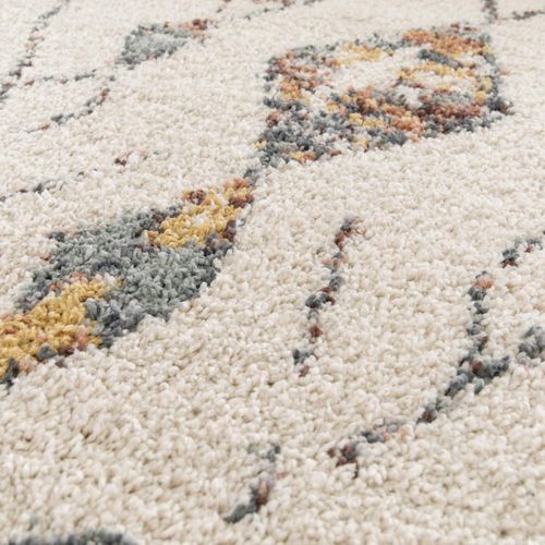 Tapis Shaggy 160x230 Rectangle Tissé Crème Et Beige Motif Berbère Aurora 1