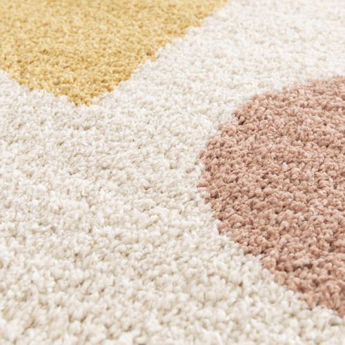 Tapis Shaggy 160x230 Rectangle Tissé Beige Et Orange Motif Géométrique Aurora 3