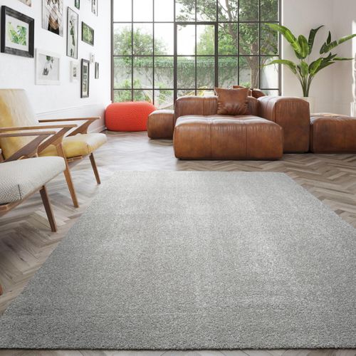 Tapis Chambre 80x150 Tissé Gris Rectangle Motif Uni Alegria