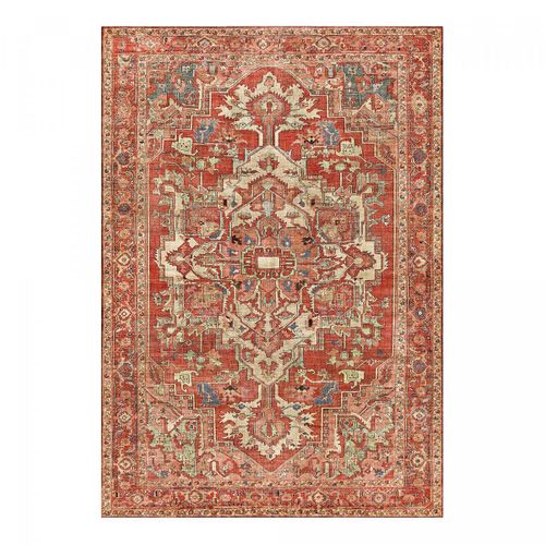 Tapis Salle à Manger 200x290 Tissé Orange Rectangle Motif Oriental Vivace 4