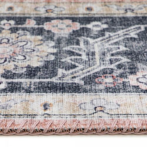 Tapis Chambre 120x160 Tissé Rose Et Gris Rectangle Motif Oriental Vivace 3