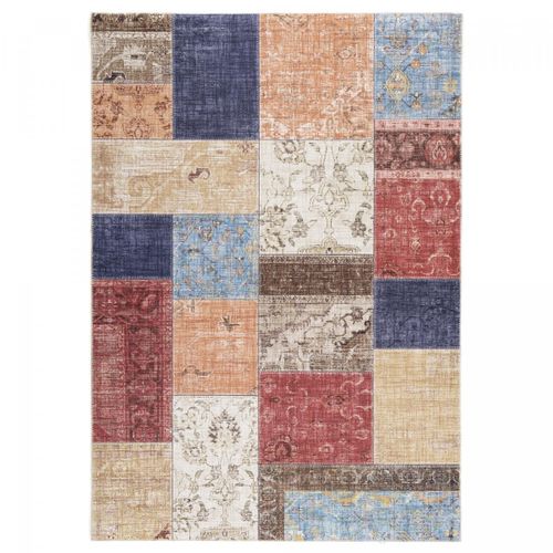 Tapis Grand Salon 200x290 Tissé Beige Et Bleu Rectangle Motif Géométrique