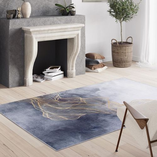 Tapis Salon 120x170 Tissé Gris Et Crème Rectangle Motif Abstrait Vivace 12