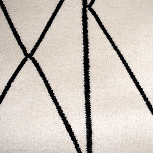 Tapis Open Space 300x400 Fait Main En Laine Beige Et Noir Motif Scandinave