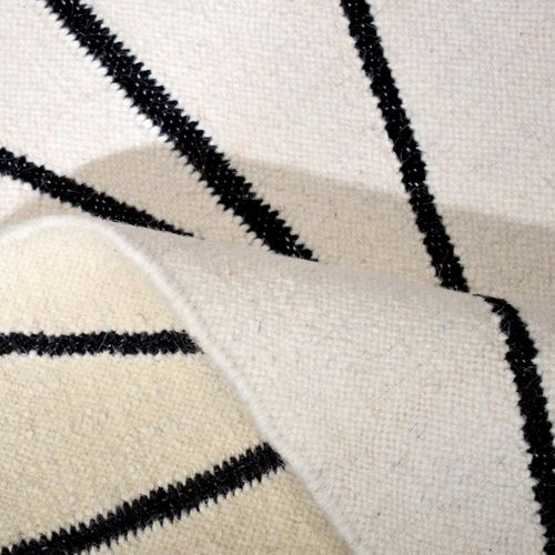 Tapis Open Space 300x400 Fait Main En Laine Beige Et Noir Motif Scandinave