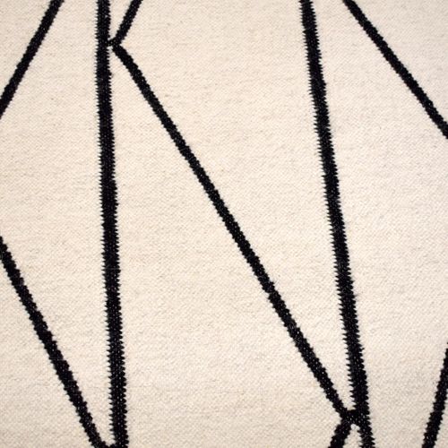 Tapis Open Space 300x400 Fait Main En Laine Beige Et Noir Motif Scandinave