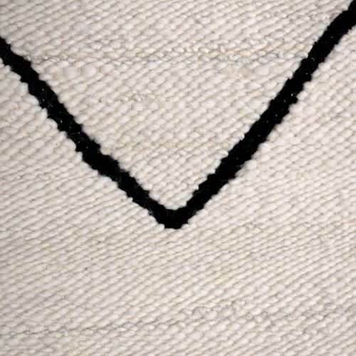 Tapis Grand Salon 250x350 Fait Main En Laine Beige Et Noir Motif Berbère