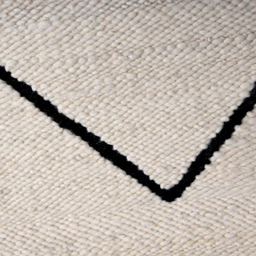 Tapis Grand Salon 250x350 Fait Main En Laine Beige Et Noir Motif Berbère