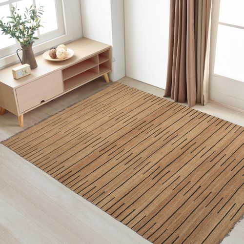 Tapis Jute 300x400 Fait Main Marron Et Noir Tasnim