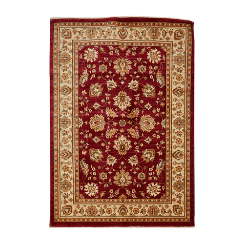 Tapis Orient 120x180 Rectangle Rouge Et Ivoire Tissé Motif Traditionnel Chobay A
