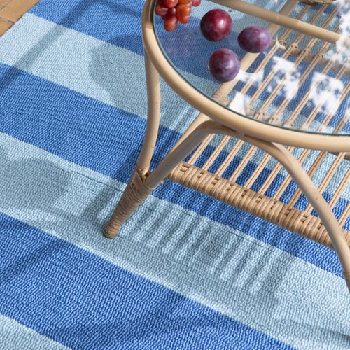 Tapis Extérieur 140x200 Kilim Fait Main Bleu Et Bleu Ciel Lille