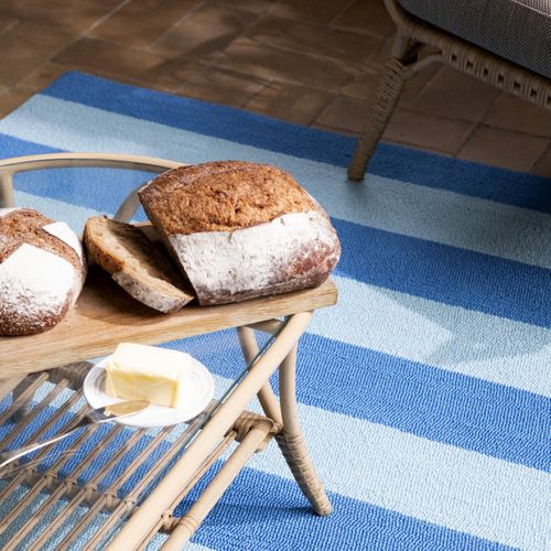 Tapis Extérieur 200x280 Kilim Fait Main Bleu Et Bleu Ciel Lille