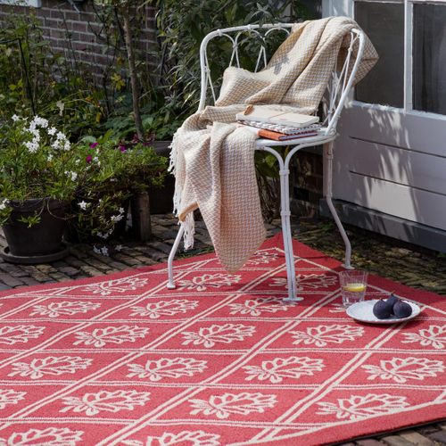 Tapis Extérieur 160x230 Kilim Fait Main Rouge Et Blanc Porster