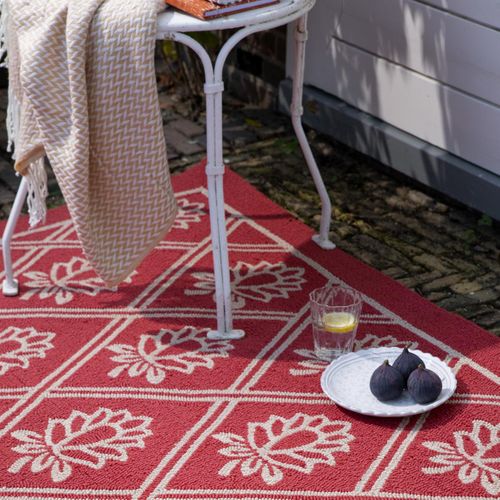 Tapis Extérieur 200x280 Kilim Fait Main Rouge Et Blanc Porster