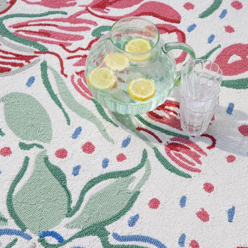 Tapis Extérieur 140x200 Kilim Fait Main Rouge Et Vert Lilith