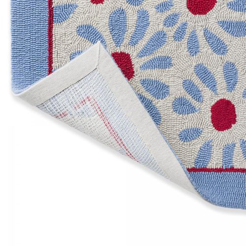 Tapis Extérieur 140x200 Kilim Fait Main Bleu Et Rouge Daisy