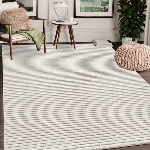 Tapis Salon 140x200 Tissé Crème Rectangle Motif Simple Lyn9 Cernan