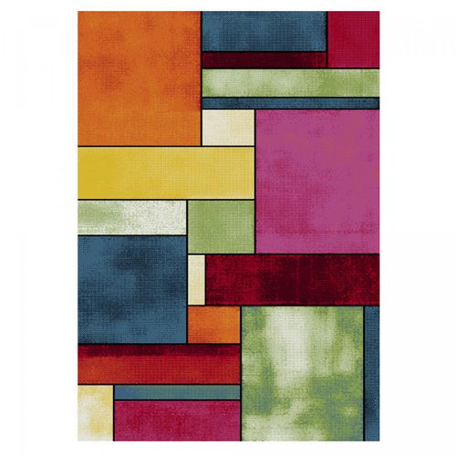Tapis Couloir 40x60 Tissé Mutlicolore Rectangle Motif Géométrique Lyn8 Geome