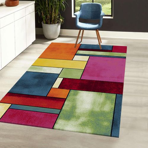 Tapis Salle à Manger 240x340 Tissé Multicolore Rectangle Motif Géométrique Lyn8 Geome