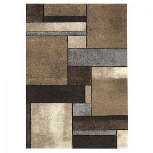 Tapis Couloir 40x60 Tissé Beige Rectangle Motif Géométrique Lyn8 Geome