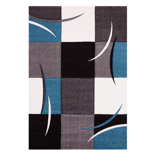 Tapis Couloir 40x60 Tissé Bleu Rectangle Motif Damier Lyn8 Comma