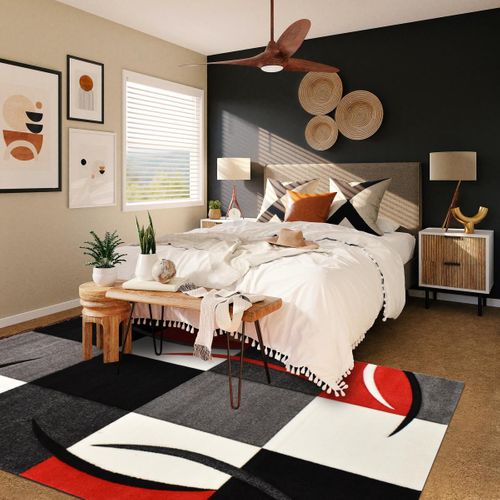 Tapis Chambre Ø100cm Tissé Bleu Rond Motif Damier Lyn8 Comma