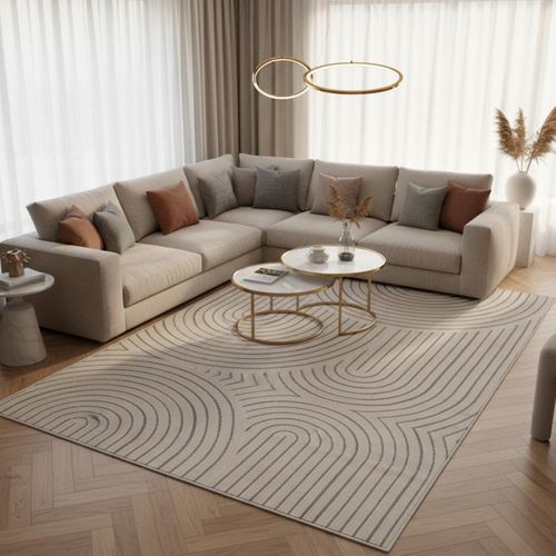 Tapis Salon 120x170 Lyn1 Tincia Beige, Tapis Ton Sur Ton Moderne