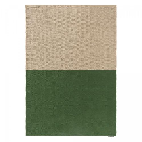 Tapis Extérieur 200x280 Kilim Fait Main En Pet Vert Et Beige Deck