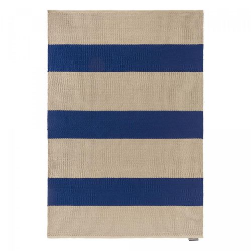 Tapis Extérieur 200x280 Kilim Fait Main En Pet Bleu Et Beige Deck 1