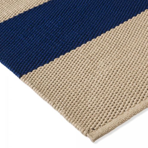 Tapis Extérieur 200x280 Kilim Fait Main En Pet Bleu Et Beige Deck 1