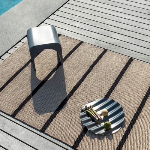 Tapis Extérieur 200x280 Kilim Fait Main En Pet Beige Et Noir Deck 2