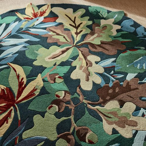 Tapis Rond Ø150cm Fait Main En Laine Motif Floral Pour Salon Robins