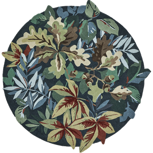 Tapis Rond Ø150cm Fait Main En Laine Motif Floral Pour Salon Robins