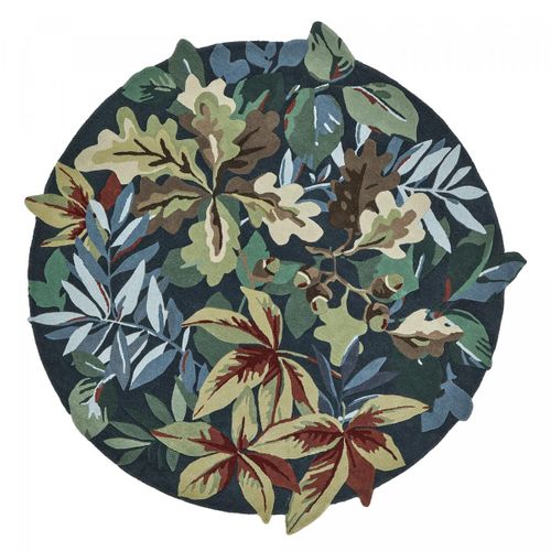 Tapis Rond Ø200cm Fait Main En Laine Motif Floral Pour Salle à Manger Robins