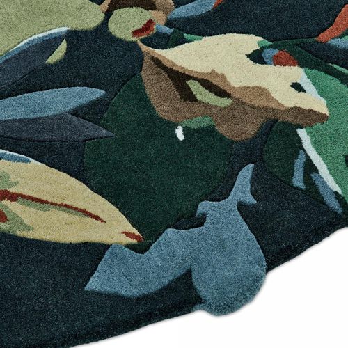 Tapis Rond Ø200cm Fait Main En Laine Motif Floral Pour Salle à Manger Robins