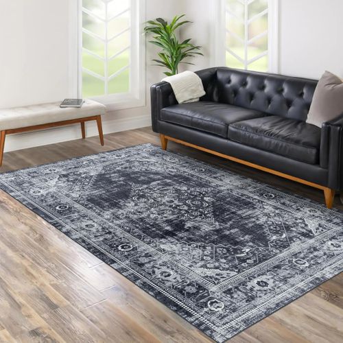 Tapis Orient 120x170 Rectangle Noir Tissé Motifs Orientaux Akiak