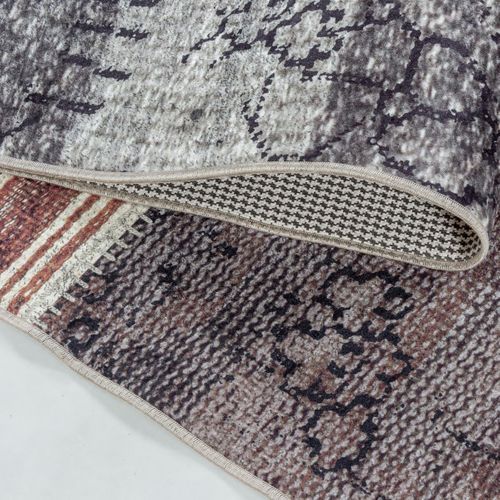 Tapis Salle à Manger 160x230 Tissé Orange Et Noir Rectangle Motif Oriental Akiok