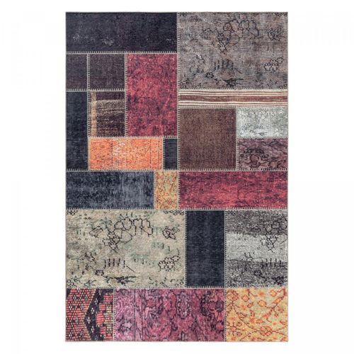 Tapis Salle à Manger 160x230 Tissé Orange Et Noir Rectangle Motif Oriental Akiok