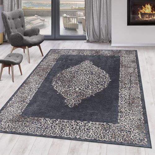 Tapis Orient 120x170 Rectangle Noir Tissé Motifs Orientaux Akiek