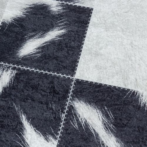 Tapis Grand Salon 200x290 Tissé Noir Et Crème Rectangle Motif Fresque Noatak