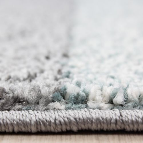 Tapis Salon 140x200 Tissé Bleu Et Gris Rectangle Motif Géométrique Karluk