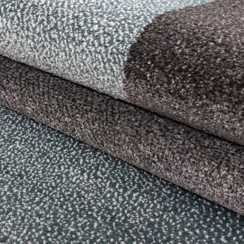 Tapis Salon 140x200 Tissé Bleu Et Gris Rectangle Motif Géométrique Karluk