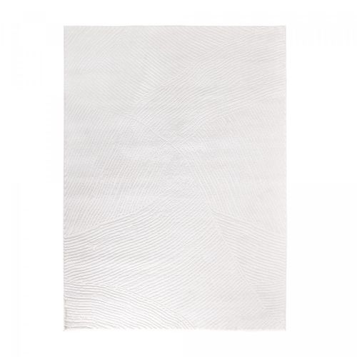 Tapis Salon 120x160 Tissé Crème Rectangle Motif Faux Uni Damcia