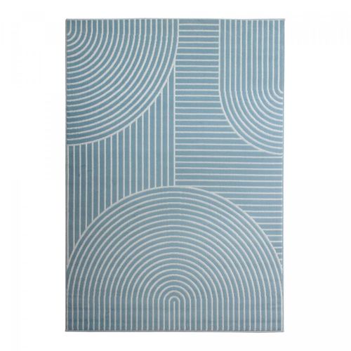 Tapis Chambre 80x150 Tissé Bleu Rectangle Motif Géométrique Lyn49 Arcrol