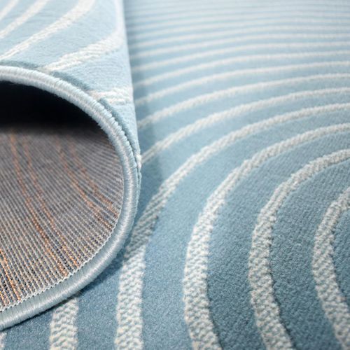 Tapis Chambre 80x150 Tissé Bleu Rectangle Motif Géométrique Lyn49 Arcrol